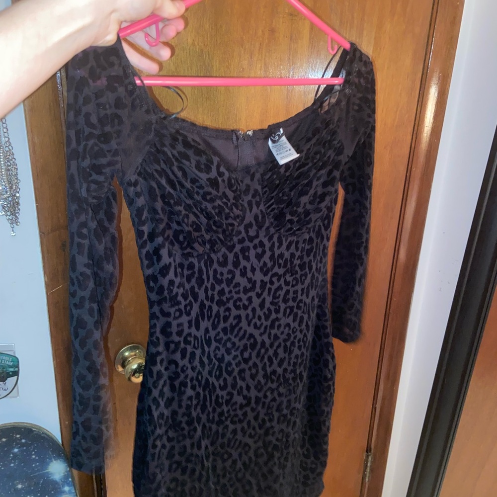 Sheer Black Leopard Print Dress